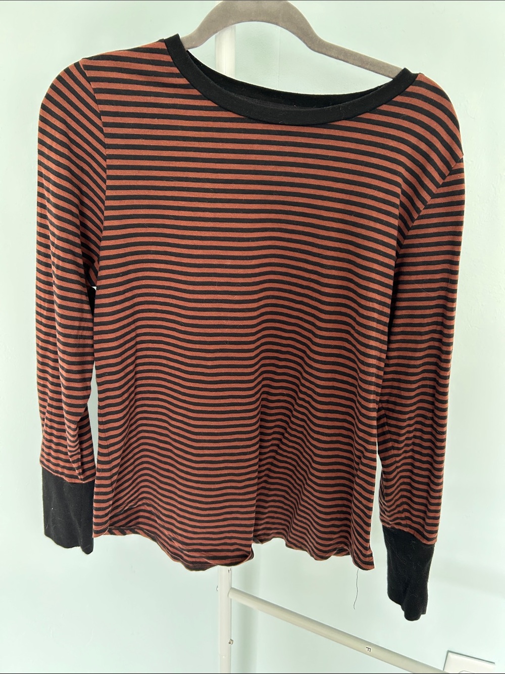 Universal Standard Rust and Black Striped Long Sleeve Tee
